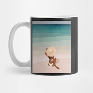 Summer vibes, Woman, Hat, Mid century art Mug